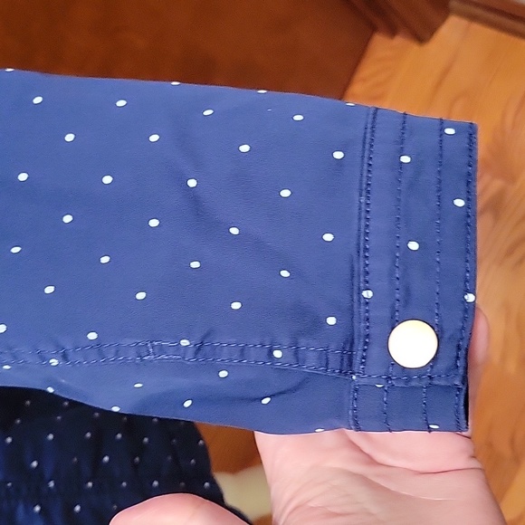 Chico’s Navy and White Polka Dot Luxe Twill Utility Jacket - Size 12/14 - Picture 9 of 11